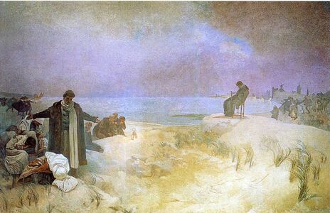 Картина «Ян Амос Коменський – останні дні в Наардені». Автор Альфонс Марія Муха. 1918 р.